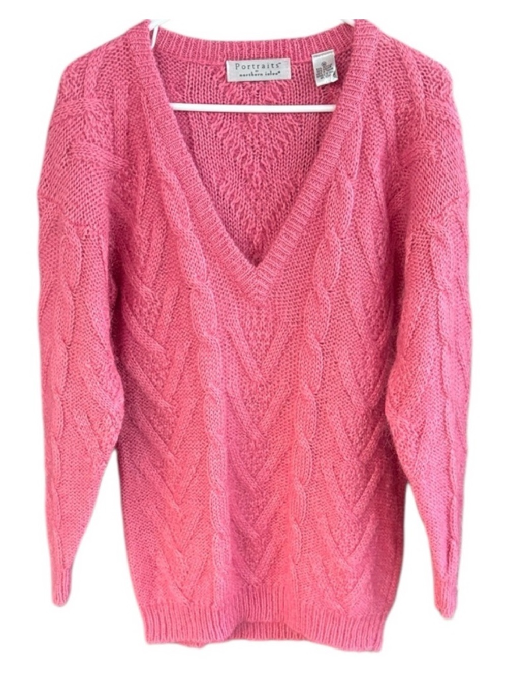 EUC Northern Isles Mohair Blend Cable Knit Sweater Pink Size Medium